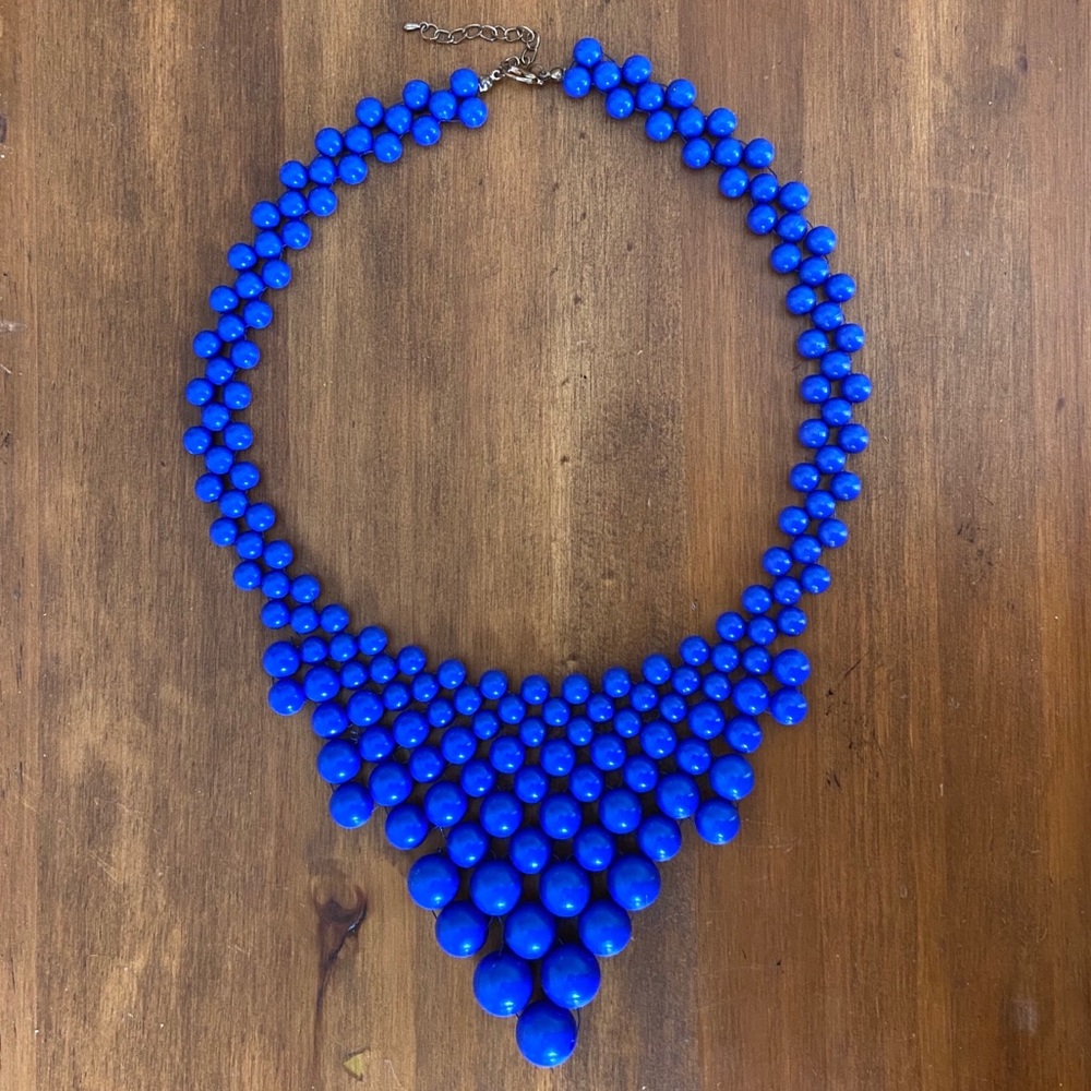 Handmade blue beaded necklace